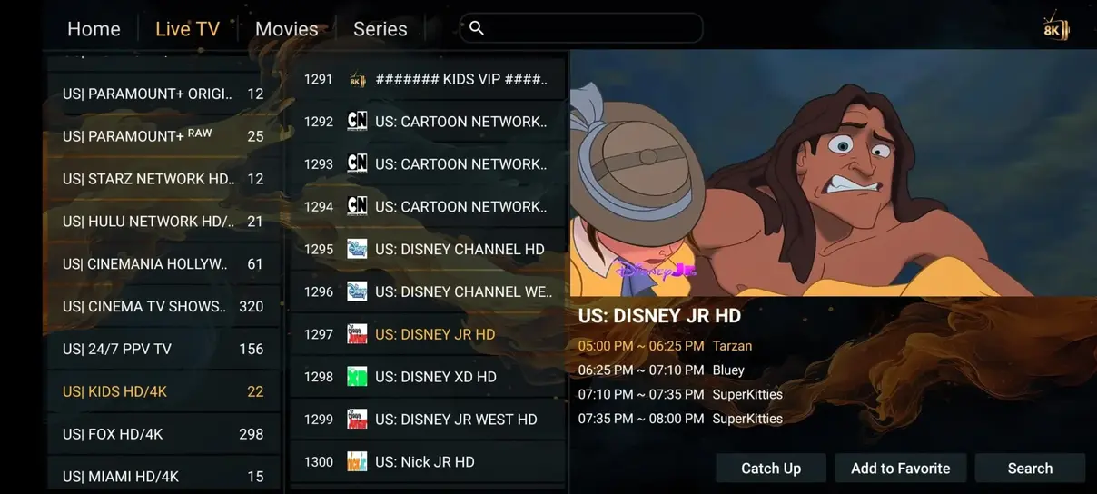 IPTV kategorier och snabb kanalväxling på Smart TV