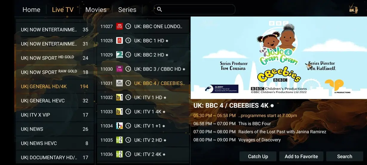 IPTV inställningar och multi-skärm visning på surfplatta